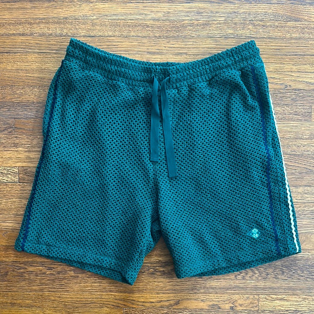 Reiss Men's Green Cotton Open Knit Shorts NWT